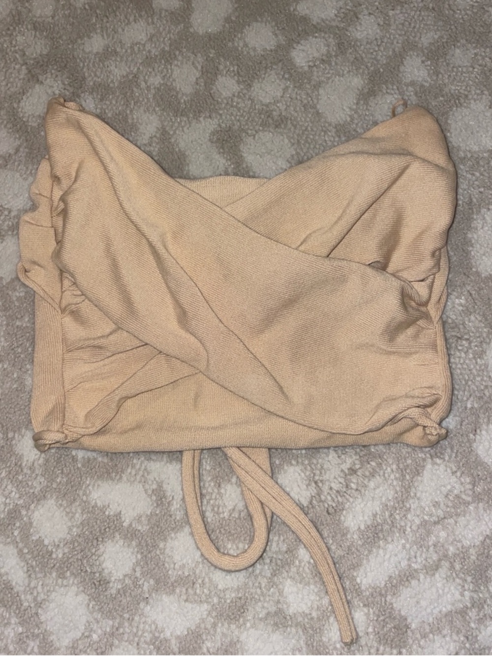Zara Tan Knit Crop Top with Wrap Tie